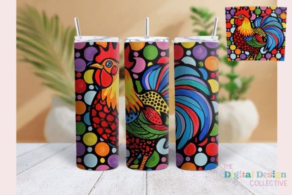 20oz Skinny Tumbler Wrap Retro Rooster