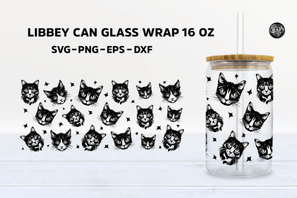 Cat SVG Libbey Can Glass 16oz Wrap PNG Review