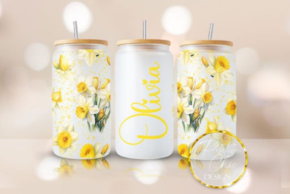 Custom Name Flowers Libbey Glass Cup PNG Review