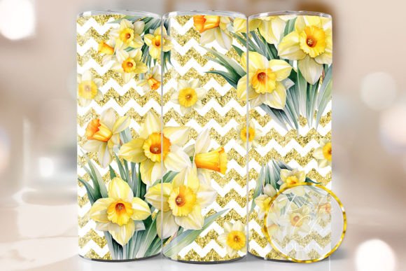 Daffodils Tumbler Wrap Spring Flower PNG