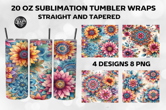 Mandala Flowers Tumbler Wrap 20oz PNG Review