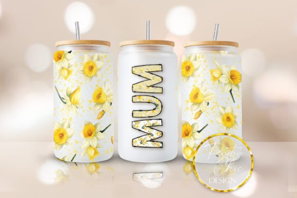 Mum Libbey Cup Wrap Glass Can PNG UVDTF