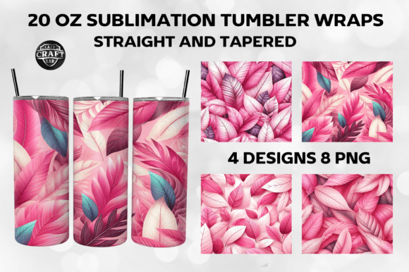 Pink Leaf Skinny Tumbler Wrap 20oz PNG Review