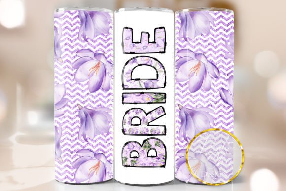 Purple Floral Bride Tumbler Wrap PNG Review