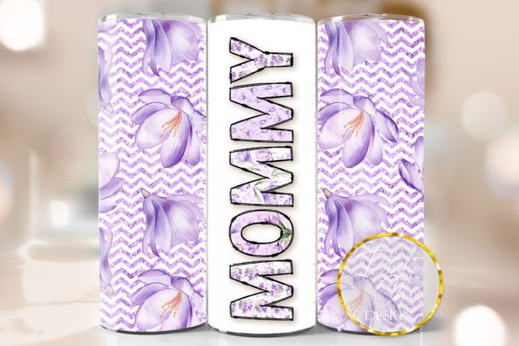 Purple Floral Mommy Tumbler Wrap PNG Review