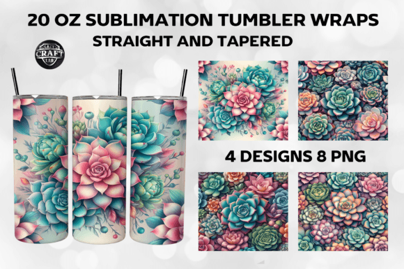 Succulent Skinny Tumbler Wrap 20oz PNG Review