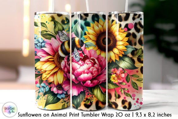 Sunflowers on Animal Print Tumbler Wrap